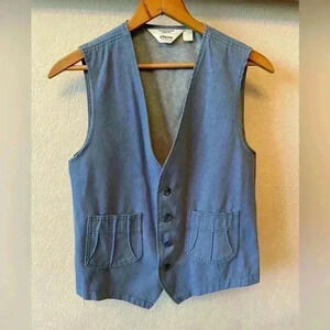 Vintage JC Penney Fashions Men’s Denim Vest Pockets Button Up Blue